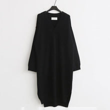 Load image into Gallery viewer, Fashion Simple Loose Long Sleeves Knitted Sweater Shown Thin Maxi Dress