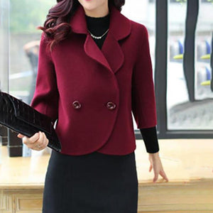 Loose Lapel Plain Woolen Blazer