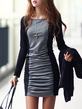 Load image into Gallery viewer, Round Neck  Color Block Bodycon Dress