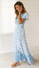 Load image into Gallery viewer, Big Pendulum V-Neck Beach Holiday Tie Printing Vacation Maxi Dress