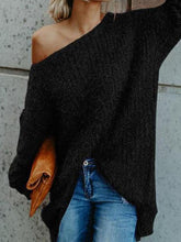 Load image into Gallery viewer, One Shoulder  Loose Fitting  Plain Sweaters