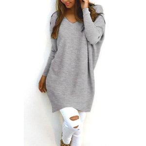 V Neck  Loose Fitting Plain Sweaters