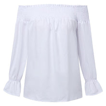 Load image into Gallery viewer, Spring Summer  Polyester  Women  Open Shoulder  Bowknot  Plain  Three-Quarter Sleeve Blouses