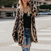 Load image into Gallery viewer, Collarless  Flap Pocket  Leopard Printed Cardigans