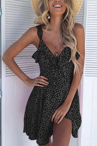 Spaghetti Strap  Backless  Floral Printed  Sleeveless Casual Dresses