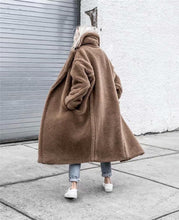 Load image into Gallery viewer, Winter Plain Lapel Collar Faux Fur Long Coat