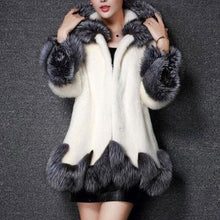 Load image into Gallery viewer, Luxurious Hooded  Faux Fur Color Block Coats
