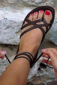 Plain  Flat  Peep Toe  Outdoor Flat Sandals