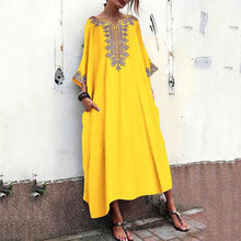 Load image into Gallery viewer, Fashion Bohemian Printed V Neck Causal Bell Sleeve Maxi Dresses