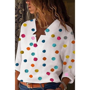 Asymmetric Neck Dot Blouses