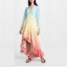 Load image into Gallery viewer, Fashion Gradation V Neck Waist Maxi Dresses