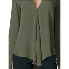 Load image into Gallery viewer, V Neck  Asymmetric Hem  Plain Blouses