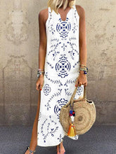 Load image into Gallery viewer, Casual V Collar Floral Printed Loose Maxi Dress