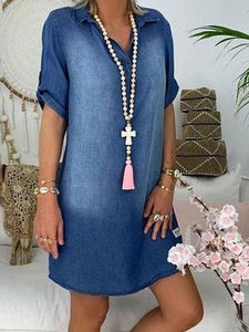 Elegant Jeans Mini Dress Casual Denim Dress