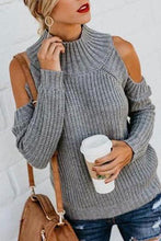 Load image into Gallery viewer, Turtle Neck Long Sleeve Hollow Out Fashion Knitting Sweaters