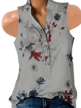 Load image into Gallery viewer, Sleeveless V Neck Flower Printed Shirt