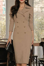 Load image into Gallery viewer, Fold Over Collar Decorative Buttons Plain Bodycon Dress