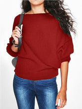 Load image into Gallery viewer, Women Loose Knitted Bat-Wing Sleeve Casual Jumper Type Sweater