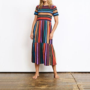 Fabulous Round Neck  Striped Casual Dresses