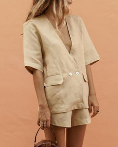 Linen Refreshing Suit Jacket Shorts Suit