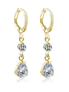 Rhinestoned Faux Crystal Oval Drop Earrings