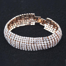 Load image into Gallery viewer, Wide Alloy Rhinestone Embellished Bracelet