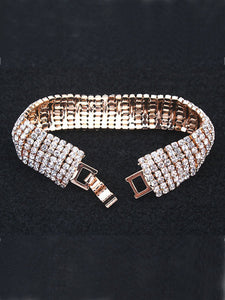 Wide Alloy Rhinestone Embellished Bracelet