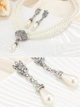 Load image into Gallery viewer, Elegance Pearl Rhinestone Necklace And Earrings