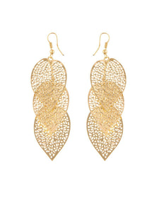 Gold Hollow Out Metal Leaf Earrings