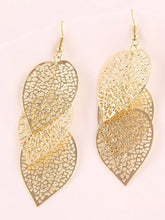 Load image into Gallery viewer, Gold Hollow Out Metal Leaf Earrings