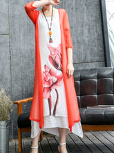 Load image into Gallery viewer, Casual Lotus Printed Two-Piece Maxi Dress