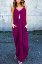 Load image into Gallery viewer, Spaghetti Strap  Loose Fitting Slit Pocket  Plain  Sleeveless Maxi Dresses