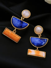 Load image into Gallery viewer, Geometric Color Block Resin Drop Earrings