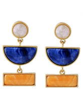 Load image into Gallery viewer, Geometric Color Block Resin Drop Earrings