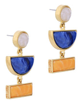 Load image into Gallery viewer, Geometric Color Block Resin Drop Earrings