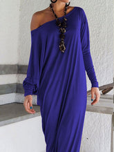 Load image into Gallery viewer, One Shoulder Slit Long Sleeve Maxi Dresses