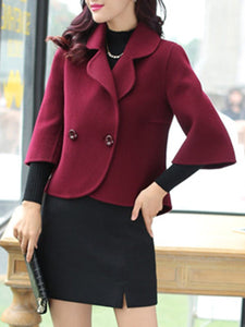 Loose Lapel Plain Woolen Blazer