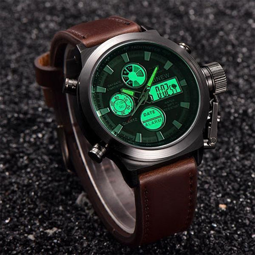 Men's Belt Quartz Digital LED Watch