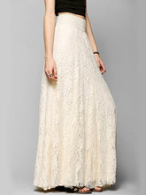 Load image into Gallery viewer, Solid Lace Elastic Waist Flared Maxi Skirt