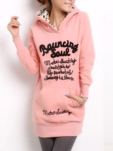 Longline Kangaroo Pocket Letters Fleece Lined Hoodie