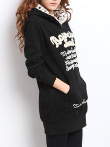 Longline Kangaroo Pocket Letters Fleece Lined Hoodie