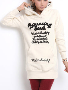 Longline Kangaroo Pocket Letters Fleece Lined Hoodie