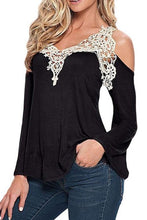 Load image into Gallery viewer, V Neck  Decorative Lace  Bell Sleeve T-Shirts