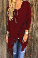 Load image into Gallery viewer, Asymmetric Hem Tassel Plain Cardigans