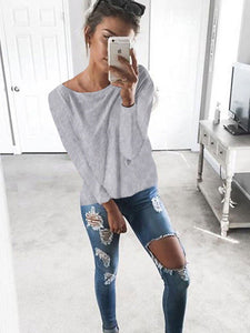 Cutout Round Neck Backless Hollow Details T-Shirts