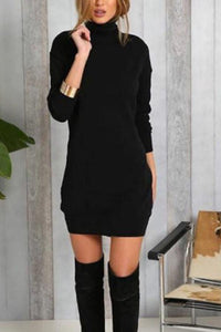 High Neck  Plain Bodycon Dresses