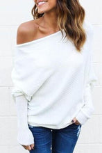 Load image into Gallery viewer, Open Shoulder Plain Batwing Sleeve Sweaters