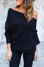 Load image into Gallery viewer, Open Shoulder Plain Batwing Sleeve Sweaters