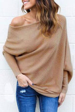 Load image into Gallery viewer, Open Shoulder Plain Batwing Sleeve Sweaters