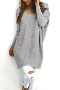 V Neck  Loose Fitting Plain Sweaters